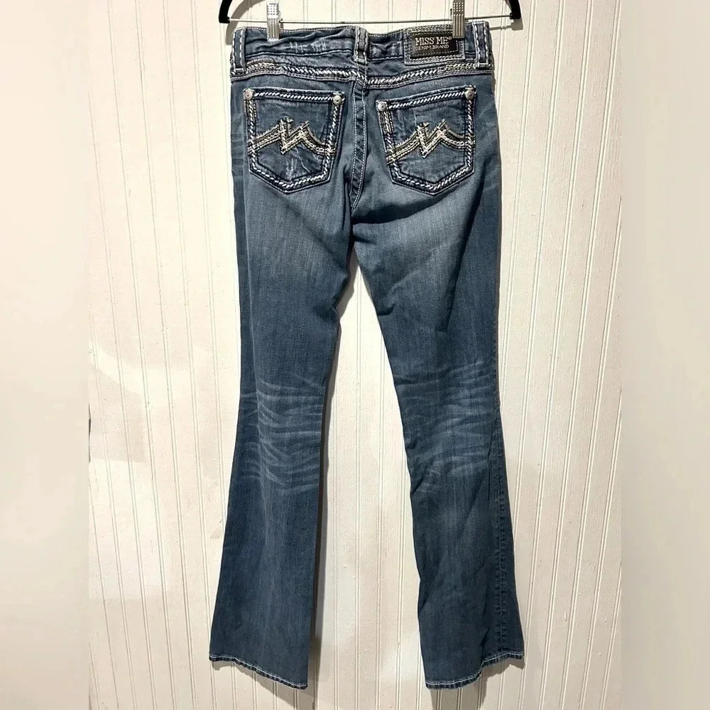 Miss me boot cut jeans sz 27x37 thick stitch western cowgirl rodeo country